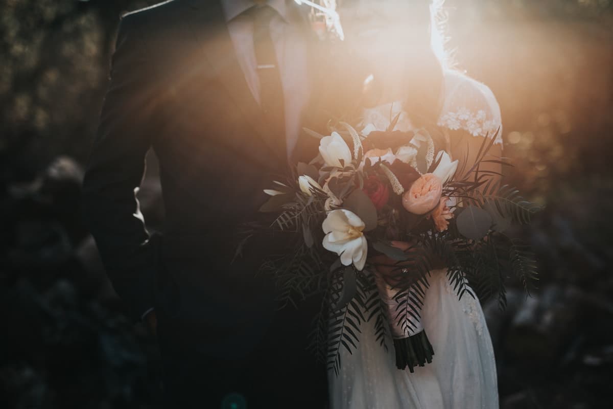Elegant wedding reception with guests and a warm atmosphere